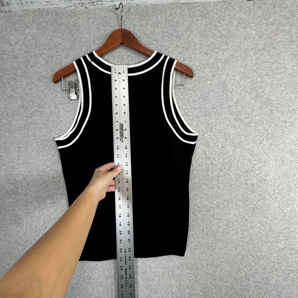 Cable & Gauge‎ Sweater Tank Top Size Large NWT Black White Stripe Knit $48 - Picture 11 of 12